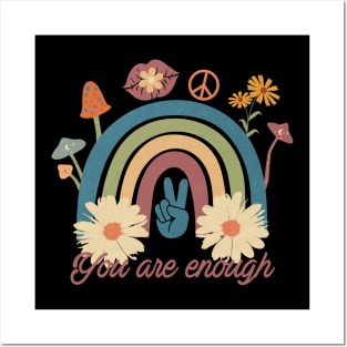 Floral Rainbow You Are Enough Posters and Art